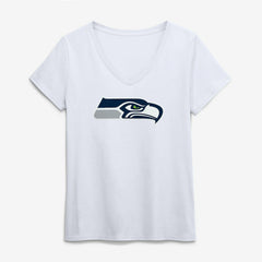 Seattle Seahawks Logo Athletic Women's Primary Logo V-Neck T-Shirt - White - NFL