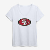 San Francisco 49ers Logo Athletic Women's Primary Logo V-Neck T-Shirt - White - NFL