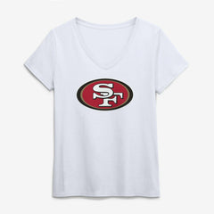 San Francisco 49ers Logo Athletic Women's Primary Logo V-Neck T-Shirt - White - NFL