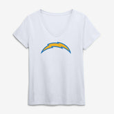 Los Angeles Chargers Logo Athletic Women's Primary Logo V-Neck T-Shirt - White - NFL