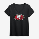 San Francisco 49ers Logo Athletic Women's Primary Logo V-Neck T-Shirt - Black - NFL