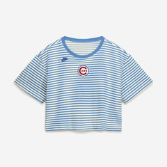 Chicago Cubs Nike Women's Cooperstown Collection Striped Cropped T-Shirt for sale