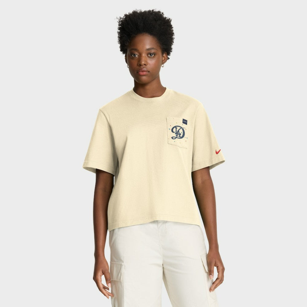 Los Angeles Dodgers Nike Women's City Connect Pocket Boxy T-Shirt Discount