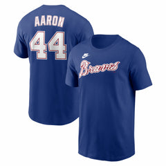 Hank Aaron Atlanta Braves Nike Cooperstown Collection Name & Number T-Shirt Outlet