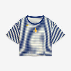 Seattle Mariners Nike Women's Cooperstown Collection Striped Cropped T-Shirt Outlet