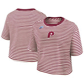 Philadelphia Phillies Nike Women's Cooperstown Collection Striped Cropped T-Shirt Discount