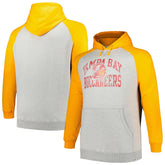 Tampa Bay Buccaneers Profile Big & Tall Favorite Arch Throwback Raglan Pullover Hoodie - Heather Gray/Orange - NFL