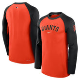 San Francisco Giants Nike Authentic Collection Game Time Dri-FIT Raglan Long Sleeve T-Shirt - Orange/Black Discount