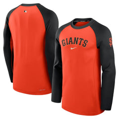 San Francisco Giants Nike Authentic Collection Game Time Dri-FIT Raglan Long Sleeve T-Shirt - Orange/Black Discount