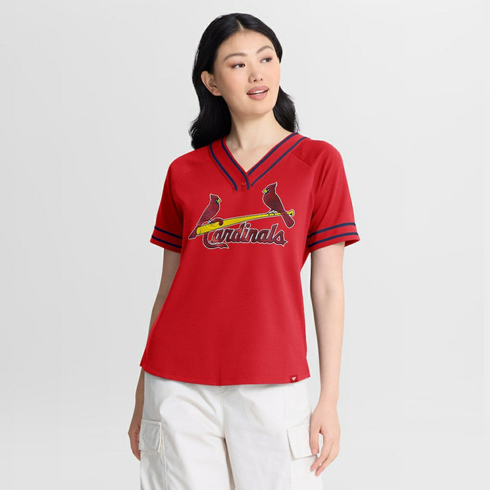 St. Louis Cardinals Fanatics Women's Diva Race Ahead Raglan V-Neck T-Shirt Near Me