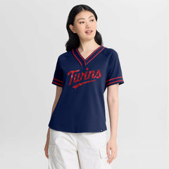 Minnesota Twins Fanatics Women's Diva Race Ahead Raglan V-Neck T-Shirt Online