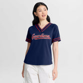 Cleveland Guardians Fanatics Women's Diva Race Ahead Raglan V-Neck T-Shirt Sale