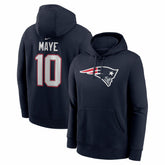 Drake Maye New England Patriots Player Name & Number Fleece Hoodie - Navy - Nike