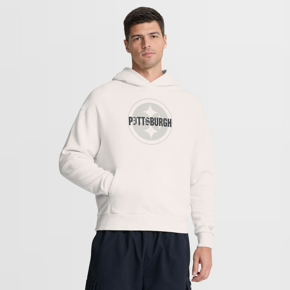 Pittsburgh Steelers Oversized Type Play Location Hoodie - Cream - Fanatics