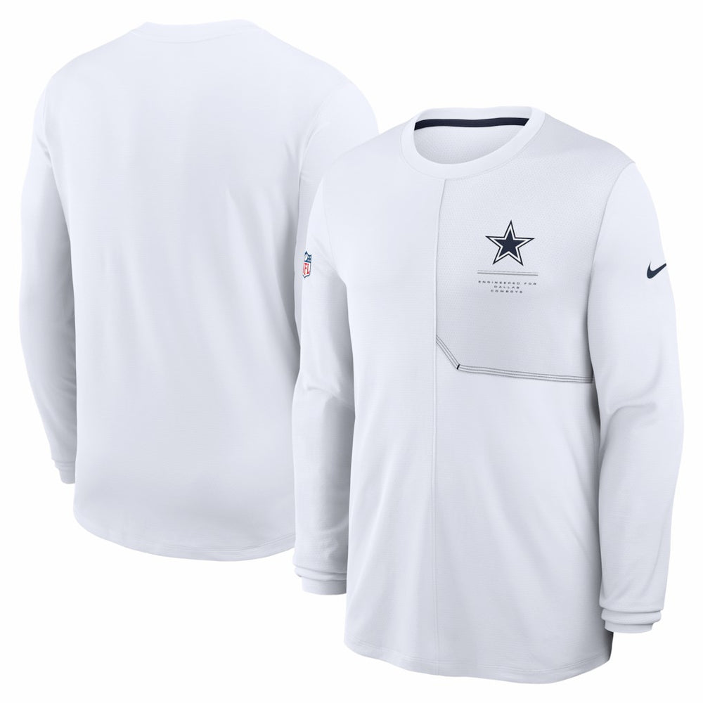 Dallas Cowboys Sideline Coach UV Dri-FIT Long Sleeve Shirt - White - Nike
