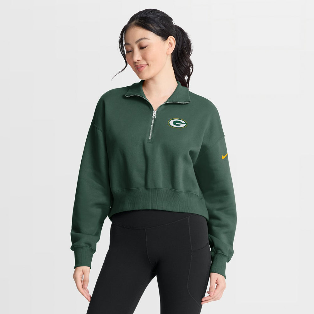 Green Bay Packers Women's Phoenix Fleece Quarter-Zip Sweatshirt - Green - Nike