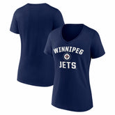 Winnipeg Jets Logo Athletic Women's Arch Victory V-Neck T-Shirt - Navy | NHL sale