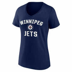 Winnipeg Jets Logo Athletic Women's Arch Victory V-Neck T-Shirt - Navy | NHL sale