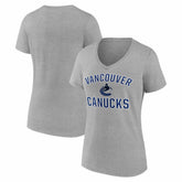 Vancouver Canucks Logo Athletic Women's Arch Victory V-Neck T-Shirt - Heather Gray | NHL Clearance