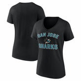 San Jose Sharks Logo Athletic Women's Arch Victory V-Neck T-Shirt - Black | NHL Clearance
