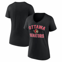 Ottawa Senators Logo Athletic Women's Arch Victory V-Neck T-Shirt - Black | NHL near me