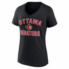 Ottawa Senators Logo Athletic Women's Arch Victory V-Neck T-Shirt - Black | NHL near me