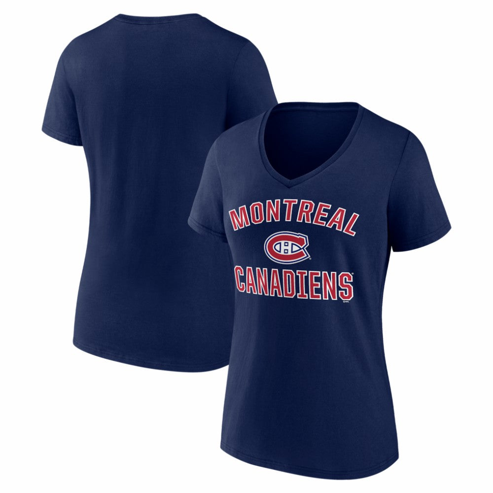 Montreal Canadiens Logo Athletic Women's Arch Victory V-Neck T-Shirt - Navy | NHL on sale