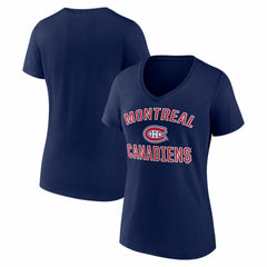 Montreal Canadiens Logo Athletic Women's Arch Victory V-Neck T-Shirt - Navy | NHL on sale