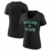Dallas Stars Logo Athletic Women's Arch Victory V-Neck T-Shirt - Black | NHL Lifestyle