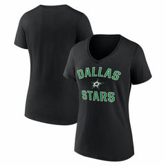Dallas Stars Logo Athletic Women's Arch Victory V-Neck T-Shirt - Black | NHL Lifestyle