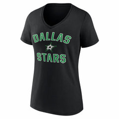 Dallas Stars Logo Athletic Women's Arch Victory V-Neck T-Shirt - Black | NHL Lifestyle