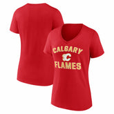 Calgary Flames Logo Athletic Women's Arch Victory V-Neck T-Shirt - Red | NHL online