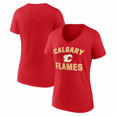 Calgary Flames Logo Athletic Women's Arch Victory V-Neck T-Shirt - Red | NHL online