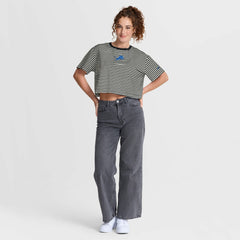 Detroit Lions Women's Striped Cropped T-Shirt - Black/Cream - Nike