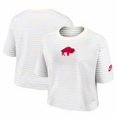Buffalo Bills Women's Striped Cropped T-Shirt - White/Cream - Nike