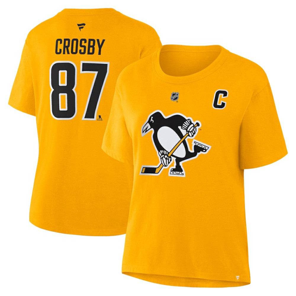 Sidney Crosby Pittsburgh Penguins Fanatics Women's Authentic Stack Name & Number T-Shirt - Gold | Fanatics on sale