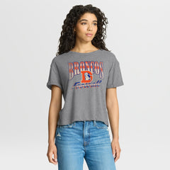 Denver Broncos Women's Overplayed Tribute Tri-Blend Boxy T-Shirt - Heather Gray - Fanatics