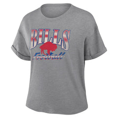 Buffalo Bills Women's Overplayed Tribute Tri-Blend Boxy T-Shirt - Heather Gray - Fanatics