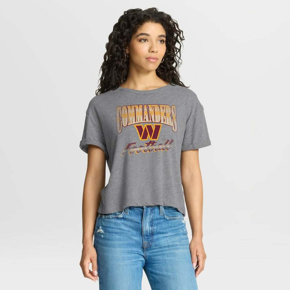 Washington Commanders Women's Overplayed Tribute Tri-Blend Boxy T-Shirt - Heather Gray - Fanatics