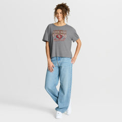 San Francisco 49ers Women's Overplayed Tribute Tri-Blend Boxy T-Shirt - Heather Gray - Fanatics