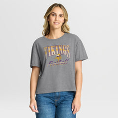 Minnesota Vikings Women's Overplayed Tribute Tri-Blend Boxy T-Shirt - Heather Gray - Fanatics