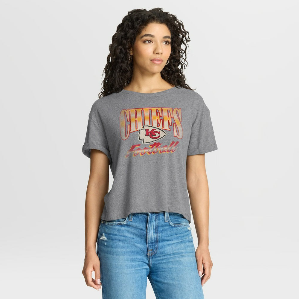 Kansas City Chiefs Women's Overplayed Tribute Tri-Blend Boxy T-Shirt - Heather Gray - Fanatics