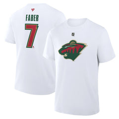 Brock Faber Minnesota Wild Fanatics Authentic Stack Name & Number T-Shirt - White | Fanatics Clearance