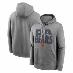 Chicago Bears Club Fleece Hoodie - Heather Gray - Nike