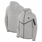 New England Patriots Tech Fleece Raglan Full-Zip Windrunner Hoodie - Heather Gray - Nike