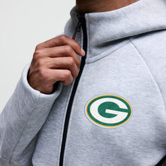 Green Bay Packers Tech Fleece Raglan Full-Zip Windrunner Hoodie - Heather Gray - Nike