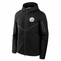 Pittsburgh Steelers Tech Fleece Raglan Full-Zip Windrunner Hoodie - Black - Nike