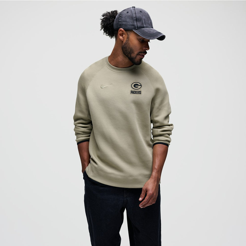 Green Bay Packers Tech Fleece Raglan Sweatshirt - Olive - Nike