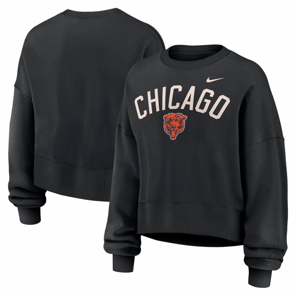 Chicago Bears Women's Oversized High Hip Legacy Arch Phoenix Fleece Sweatshirt - Black - Nike