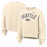 Seattle Seahawks Women's Oversized High Hip Legacy Arch Phoenix Fleece Sweatshirt - Natural - Nike